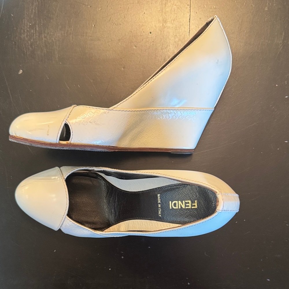 Fendi Women's Elegant Cream Wedges